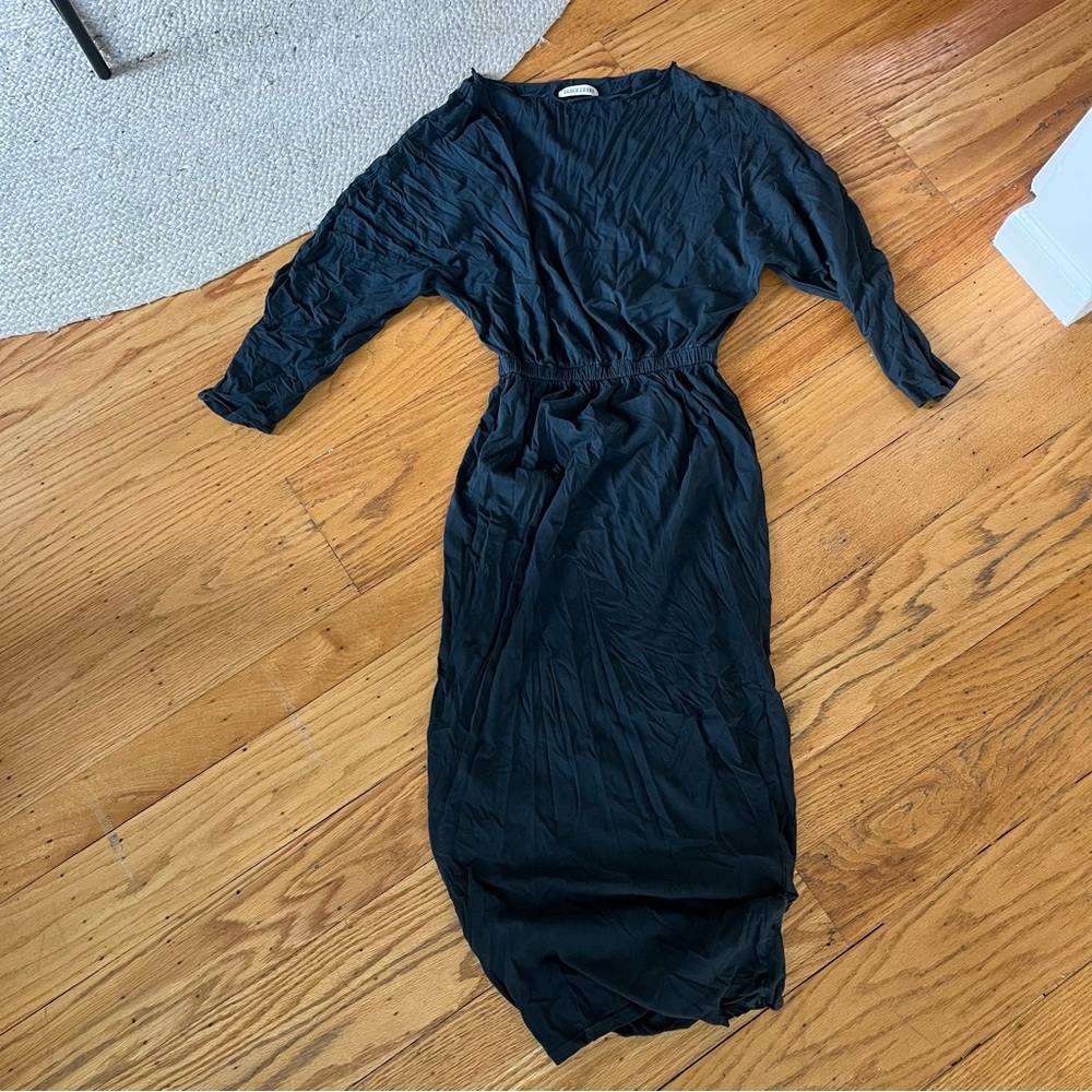 Black crane dolman elastic waist dress